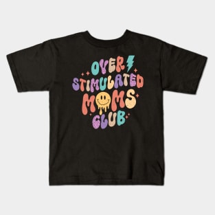 Overstimulated Moms Club groovy retro distressed design Kids T-Shirt